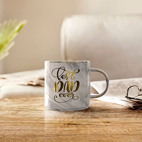 Father Gift From Daughter Son - Grey Marble Ceramic Coffee Mug Cup 11.5Oz - Best Dad Ever - Birthday Gift For Daddy Men Husband - Novelty Present For Fathers Day, Christmas Xmas, Thanksgiving, New Dad #TOP6
