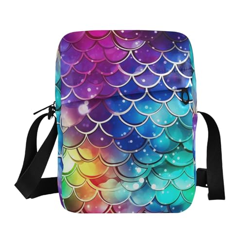 Crossbody Bag Mermaid Scale Messenger Bag for Women Men Purse Shoulder Bag Satchel Bag with Adjustable Strap 214A7770