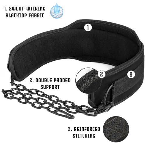 Islero Dip Belt Weight Lifting Belt with 36 Inch Heavy Duty Steel Chain Lifting Belt for Men Women Powerlifting Weightlifting Workout Dipping Belt Chin Pull Ups Gym Training Deadlift Squat Neoprene - Image 5