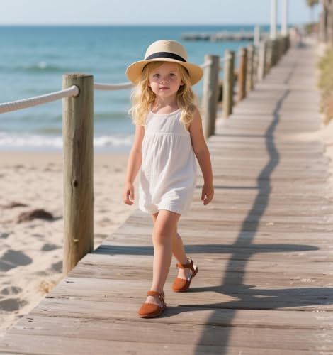 ESTINE Toddler Girls Little Kids Close Toe Sandals - Flower Girl Dress Flats Summer Shoes2