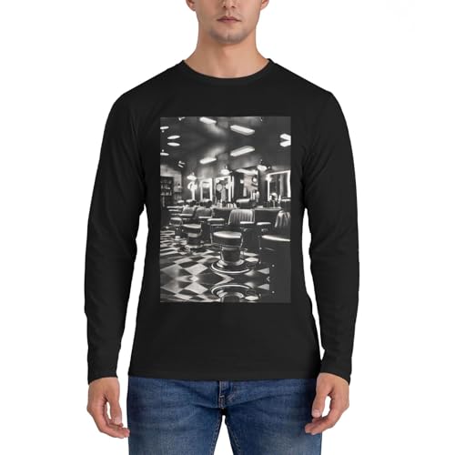 Chemise Barber Shop homme à manches longues imprimé monochrome