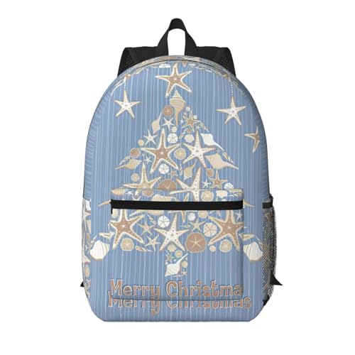 Mochila universitaria EdWal Seashell negra con estampado navideño unisex