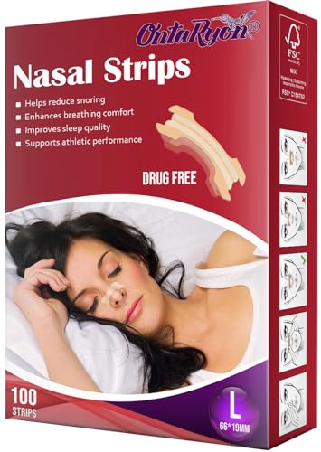 Tiras Nasales OntaRyon (x100 Grandes) Ayuda Ideal para Dejar de Roncar, Dispositivos para Dejar de Roncar y Ayuda para la Respiración Nasal, Suministro Para 3 Meses