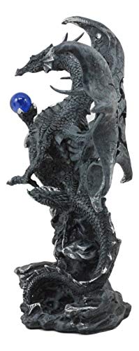Estatua de Dragón Gótico con Orbe Azul 8 pulgadas miniatura 3