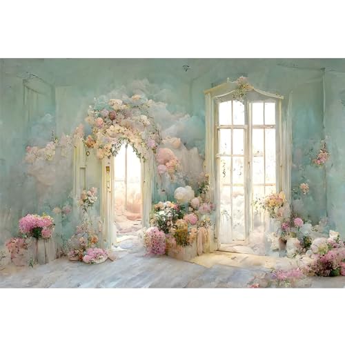 Fond pour photographie de mariage avec fleurs arquées et porte française 3m