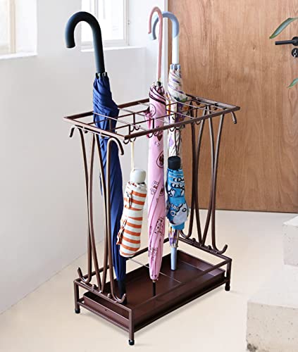 Porte-parapluies marron à compartiments pour éviter les sols mouillés