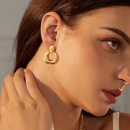 4 Pairs 14K Gold Plated Dangle Earrings for Women Knot Teardrop Chunky Gold Statement Drop Earrings for Women Trendy Jewelry Gifts3