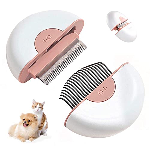 MINPZLKJ Cat Dog Combs 2 in 1 Grooming Supplies Massage Hair Removal Kit for Pet Detangling Long Short Matted Hairs Tangles Cleaning Tool Dematting Brushe, pink