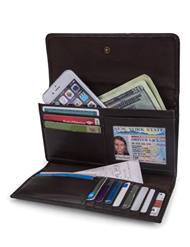 Timberland Carteira feminina de couro com aba RFID, Marrom (nublado), One Size