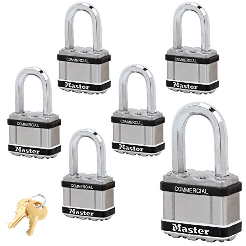 Master Lock Magnum Padlocks - 2" W x 1-1/2"L Shackle, Six (6) Keyed Alike Locks #M5NKALFSTS-6 w/BumpStop Technology Master Lock Magnum Padlocks - 2" W x 1-1/2"L Shackle, Six (6) Keyed Alike Locks #M5NKALFSTS-6 w/BumpStop Technology