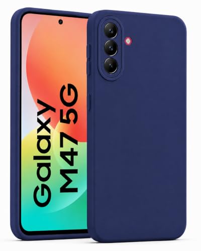 Image of FIRST MART Silicone Back Cover for Samsung Galaxy M47 | Matte Blue Anti-Slip Grip Case, Precise Cutouts, Scratch Resistant, Slim Fit | Pack of 1