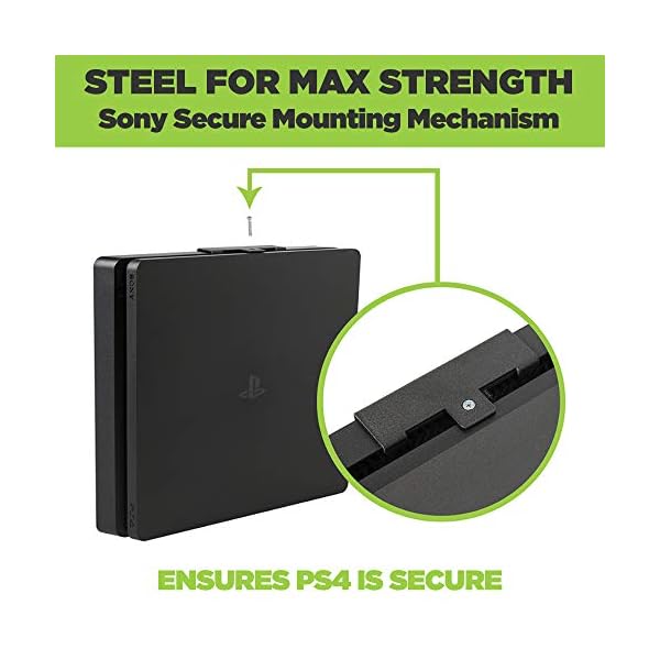 HIDEit Mounts 4S Playstation 4 Slim Mount Bundle, Black Steel PS4 Slim Wall Mount and Two Controller Mounts, Safely Store Your PS4 Slim Console and PlayStation Controller Near or Behind TV - Image 5
