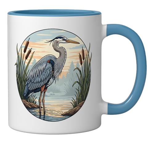 Taza de cerámica para observadores de aves Blue Heron miniatura 2