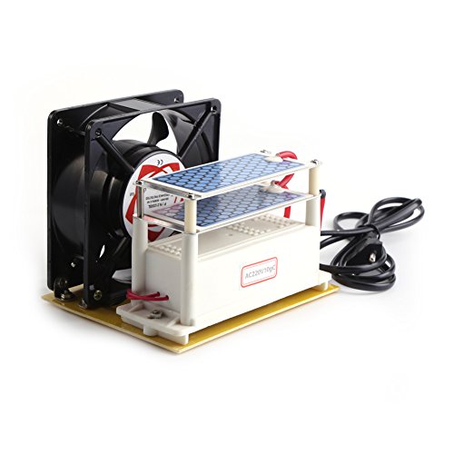 Generador de ozono Yumili / 10 g/h, dispositivo de ozono para eliminación de olores, esterilización del aire con placa de cerámica doble y ventilador para secadoras,