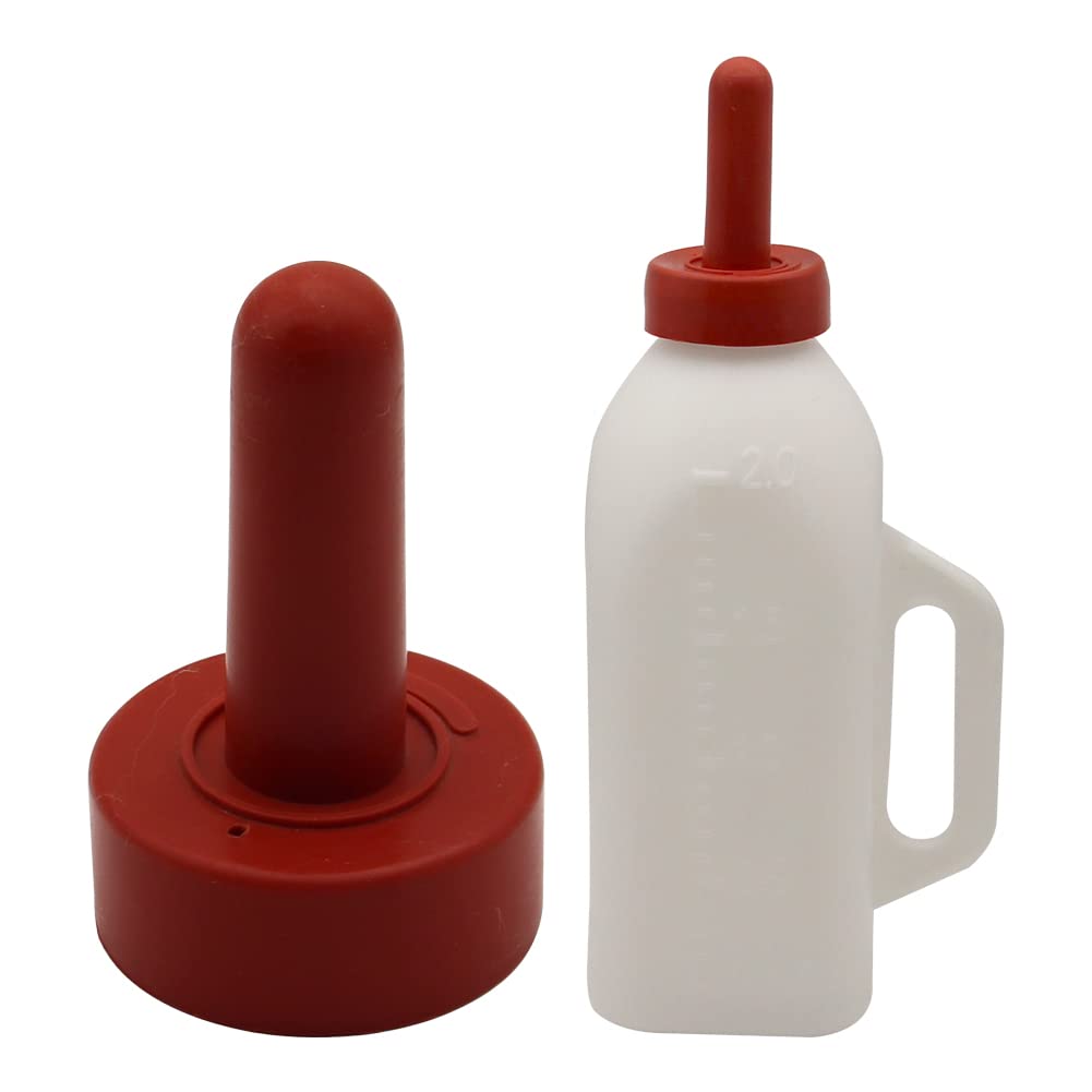 Calf Bottle with a Replacement Nipple 2.11 Quart Milk Feeder Nursing Feeding Bottle