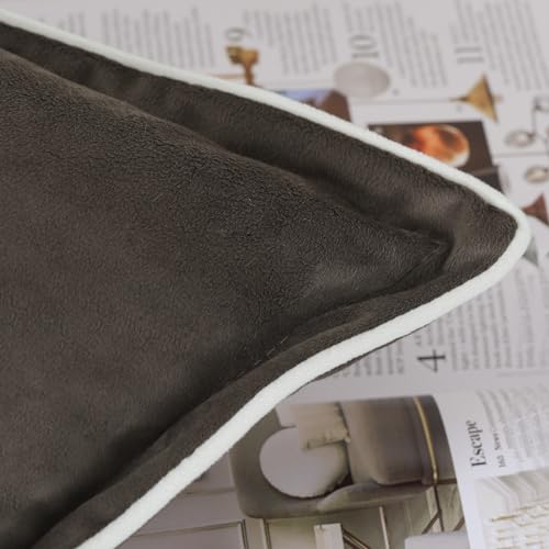 Madizz Set of 2 Velvet Fringed Throw Pillow Covers 18x18 inch, 45x45 cm, Dark Taupe Soft Decorative Cushion Cover for Sofa Bedroom Pillow Shell - Cosy Home Interiors Madizz Set of 2 Velvet Fringed Throw Pillow Covers 18x18 inch, 45x45 cm, Dark Taupe Soft Decorative Cushion Cover for Sofa Bedroom Pillow Shell - Image 3