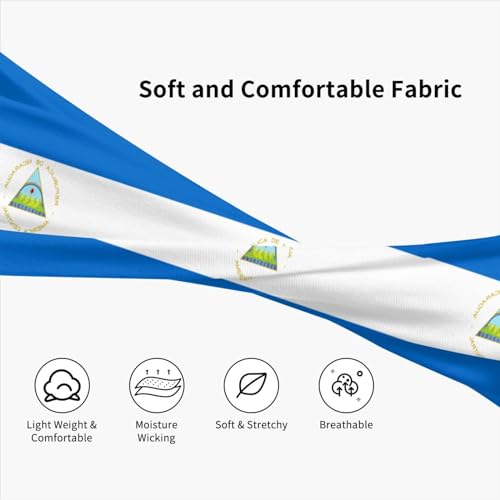 Boys Girls Flag of Nicaragua Art Sports Sweatband Multi Style Lovely Hair Band Headwear for Running Workout Shower, Pattern 6674