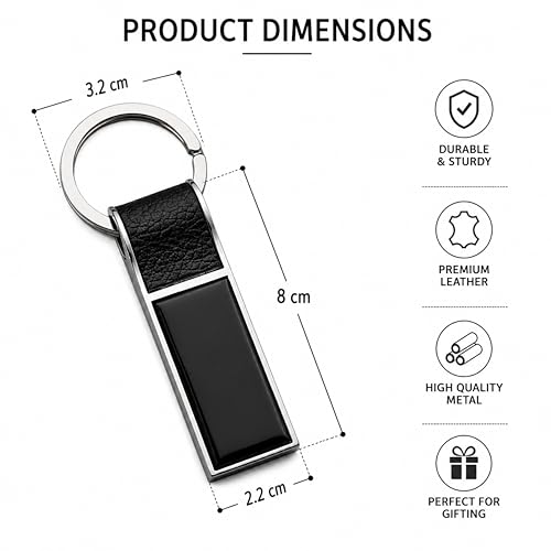 Image of Personalized Double-Sided Metal Keychain, Premium Silver Finish, Custom Name Engraving, Elegant Gift Key Ring for Men, Women