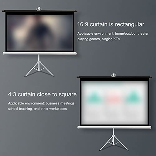 Pantalla de proyector interior y exterior con soporte para escuela, reunión, conferencia, cine en casa, portátil, sin arrugas, plegable, 4:3/16:9 HD (84) (60 pulgadas 4:3) miniatura 6