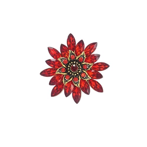 Image of Large Crystal Flower Brooch Pin for Women Red purple pink green Rhinestone Flower Lapel Pin Wedding Party Birthday Dance Banquet Dress Suit Ceremony Clothes Hat Bag Accessories Jewelry