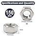 ZQZ M6-1.0mm Hex Nuts,150 Pack 304 (A2-70) Stainless Steel Hardware Nuts,Standard Metric Coarse Thread Nuts