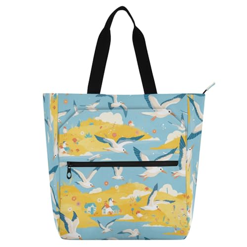 Sac fourre-tout enfants jaune vif très résistant motif albatros