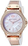 Juicy Couture Black Label Women's JC/1008IRWT Genuine Crystal Accented Rose Gold-Tone and White Strap Watch