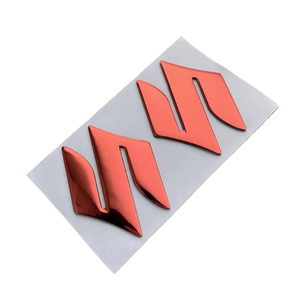 BLacOh Aufkleber Motorrad Motorrad for Suzuki Aufkleber Logo Tank Aufkleber Gold Emblem 2Stk Motorrad Sticker(Red)