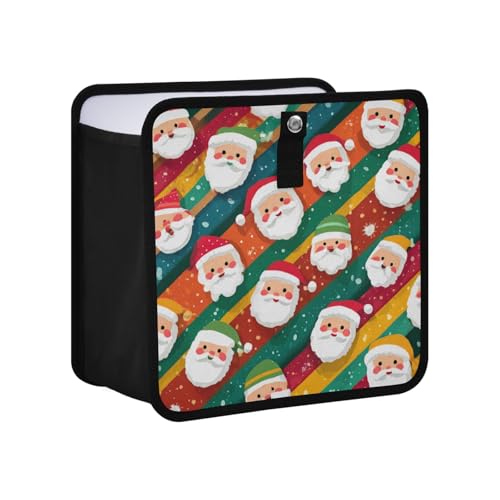 Image of Car Trash Can Organizer Bin with Adjustable Strap for Back Front Seat Console Waterproof Leakproof Collapsible Portable 8.66 Inch Colorful Diagonal Striped Santa Claus