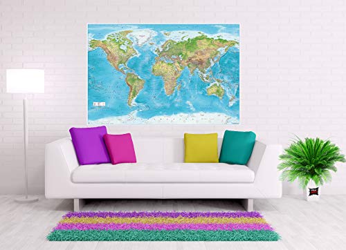 GREAT ART® XXL Poster - Mappa del Mondo in Rilievo...
