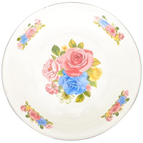 DOITOOL Dekorative Emaillierte Schüssel Vintage Blume Emaille Bowl Essen Servierschale Retro Lebensmittel Mischschalen Suppenbecken Cover