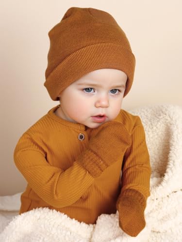 Image of Baby Beanie Hat Gloves Set, Kids Winter Warm Knit Hat with glvoes,Toddler Soft Beanie for Little Boys Little Girls Children