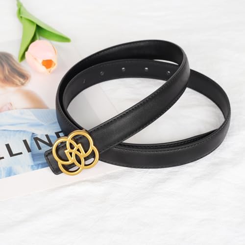 Image of Aurolran Women's Leather Belt with Buckle - Ideal for Dresses, Jeans, and Coats