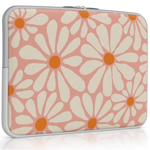 iCasso Laptop Sleeve 13 inch for MacBook Air 13-13.6 inch, Chic Laptop case for MacBook Pro 13 inch, Slim Protective Travel Carrying Case for MacBook Pro 14 inch, Chromebook, HP, Dell, Orange Daisy