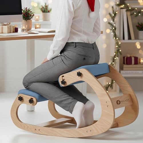 NYPOT Ergonomic Kneeling Chair with Adjustable Seats - Knee Chair for Posture Correction & Kneel Rocking Stool for Desk - Back Pain Relief for Home and Office, Supports 250 pounds - 5 Years Warranty