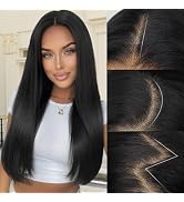AISI HAIR Straight Lace Front Wig Pre Plucked With Baby Hair 13x4 HD Glueless Synthetic Black Wig...