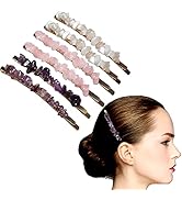 Crystal Hair Pins Gemstone Jeweled Bobby Pin Decorative Hair Accessories for Women Girl Rose Quar...