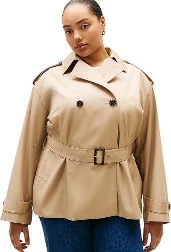 Tommy Hilfiger Gabardina Mujer Cotton corta, Beige (Beige), 46