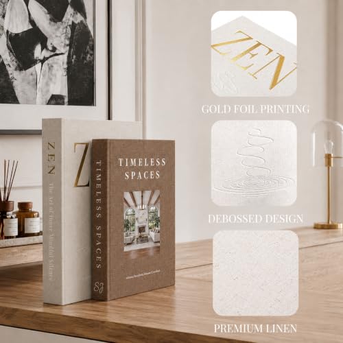 Aesthetic Linen Decorative Books for Home Decor, Set of 2 Fake Books