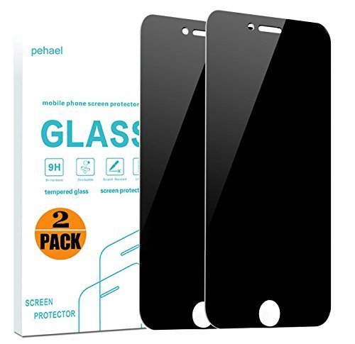 PEHAEL Privacy Screen Protector for iPhone 8, iPhone 7, Anti Spy, 2.5D Curve Edge, High Definition Black Tempered Glass [2 Pack]