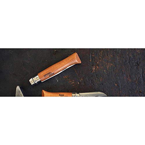 Opinel 113120 nóż z włókna węglowego dla dorosłych, naturalny, nr 12, twarde drewno, brązowy