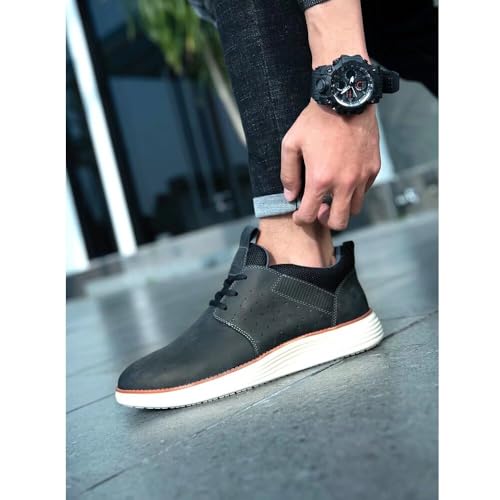 Image of Arkbird Casual Sneakers, Breathable Lace-Up Leather Walking Shoes Comfortable Fashion Sneakers for Men Daily Work