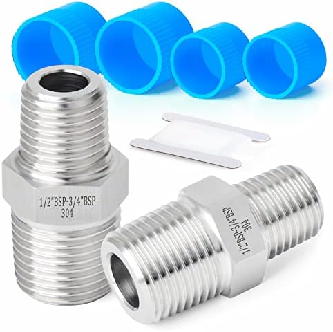 ERGAOBOY 2er-Set 304 Edelstahl Gussrohr – 200 Mm, 1/2 Zoll BSP Außengewinde, -50 Bis 120 °C, 2 MPa Arbeitsdruck, Für Wasser Und Luft, Mehrfach Verwendbar, Korrosionsbeständig