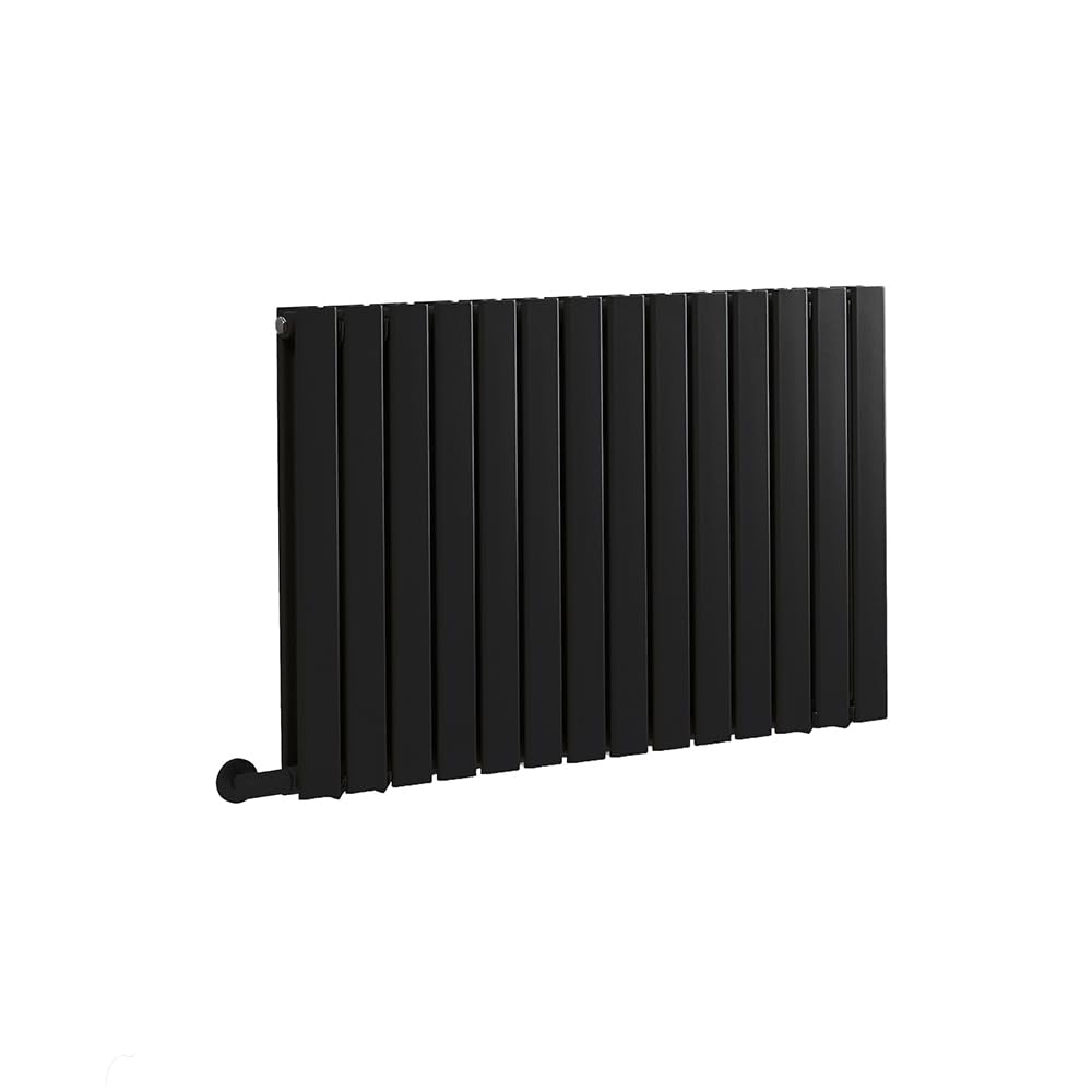 Milano Black Electric Horizontal Designer Radiator (Double Panel) - 635Mm X 980Mm With Cable Cover - X Ecoso