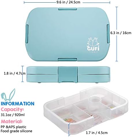 JIAQI Kids Lunch Box - Leakproof Bento Boxes 6 Compartment Lunch, Plastic Food Storage Container Great for Boys and Girls for School Travel Picnics