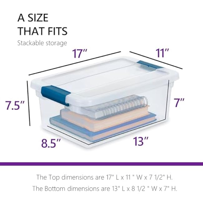 Tribello Clear Plastic Storage Bins with Lids Stackable Storage Bins (15 Quart)