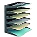 MMF Industries STEELMASTER Letter-Size Horizontal File Organizer | 6-Tier Tray Design | ID Label Holder | Black | Scratch & Chip-Resistant Finish | Durable Metal Steel | Wall File Organizer