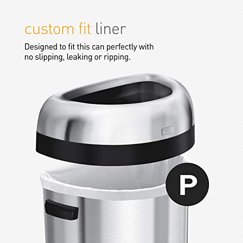 simplehuman 60 Liter / 15.9 Gallon Large Semi-Round Open Top Trash Can Commercial Grade Heavy Gauge, Brushed Stainless Steel by simplehuman - Image 6