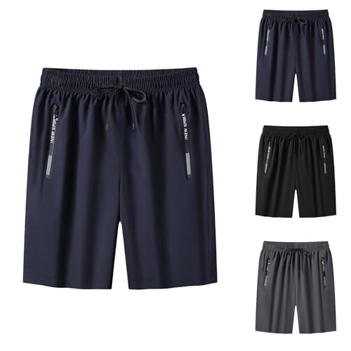 Hombres Secado Rápido Pantalones Cortos Entrenamiento Corriendo Caminando Atlético Shorts con Cremallera Bolsillos