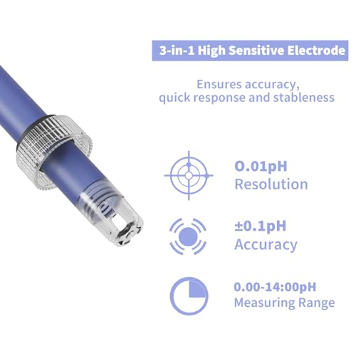 ONiLAB Benchtop Lab pH Meter, 0.01 pH Accuracy, 1-3 Points Auto Calibration, 3-in-1 pH/Temp. Electrode